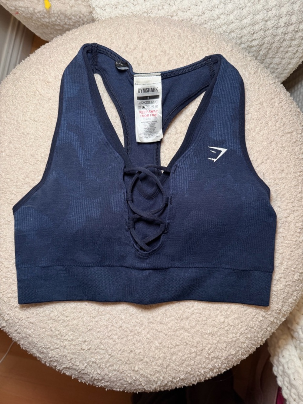 Gymshark Navy Lace-Up Racerback Sports Bra